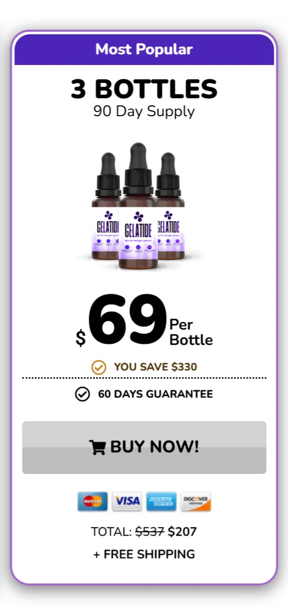 Gelatide™ 3 bottles pricing